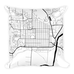 Manhattan black and white throw pillow with city map print 18x18
