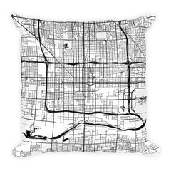 Phoenix Arizona black and white throw pillow with city map print 18x18