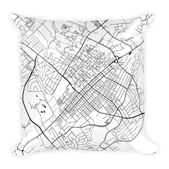 State College black and white throw pillow with city map print 18x18