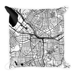 Syracuse black and white throw pillow with city map print 18x18
