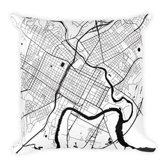 Wilmington black and white throw pillow with city map print 18x18