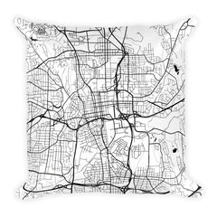 Winston Salem black and white throw pillow with city map print 18x18