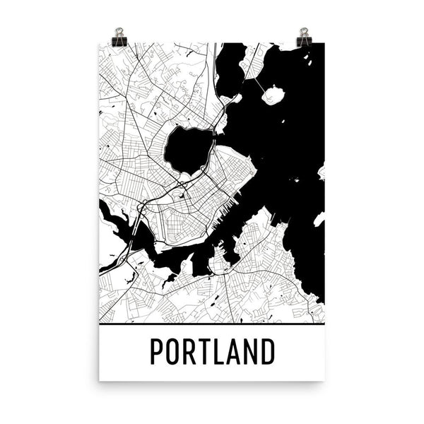 Portland ME Street Map Poster White