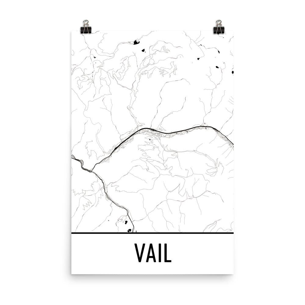 Vail CO Street Map Poster White