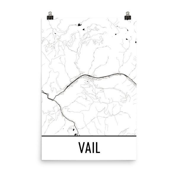 Vail CO Street Map Poster White