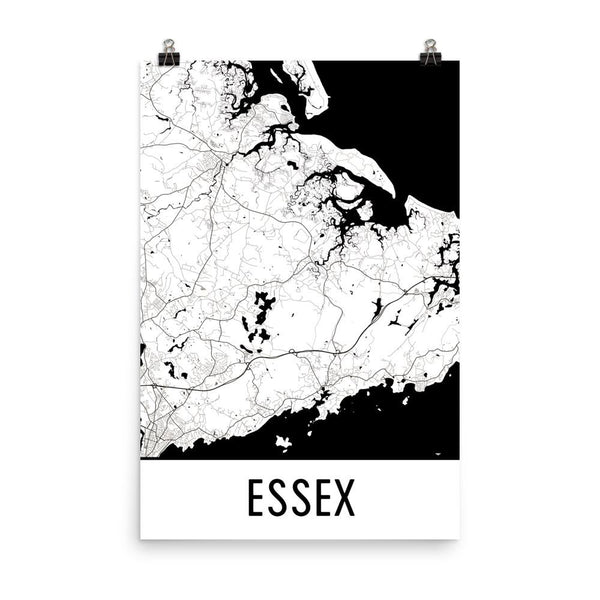 Essex Massachusetts Street Map Poster White