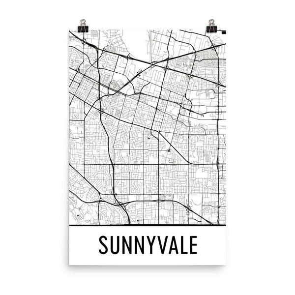 Sunnyvale CA Street Map Poster White