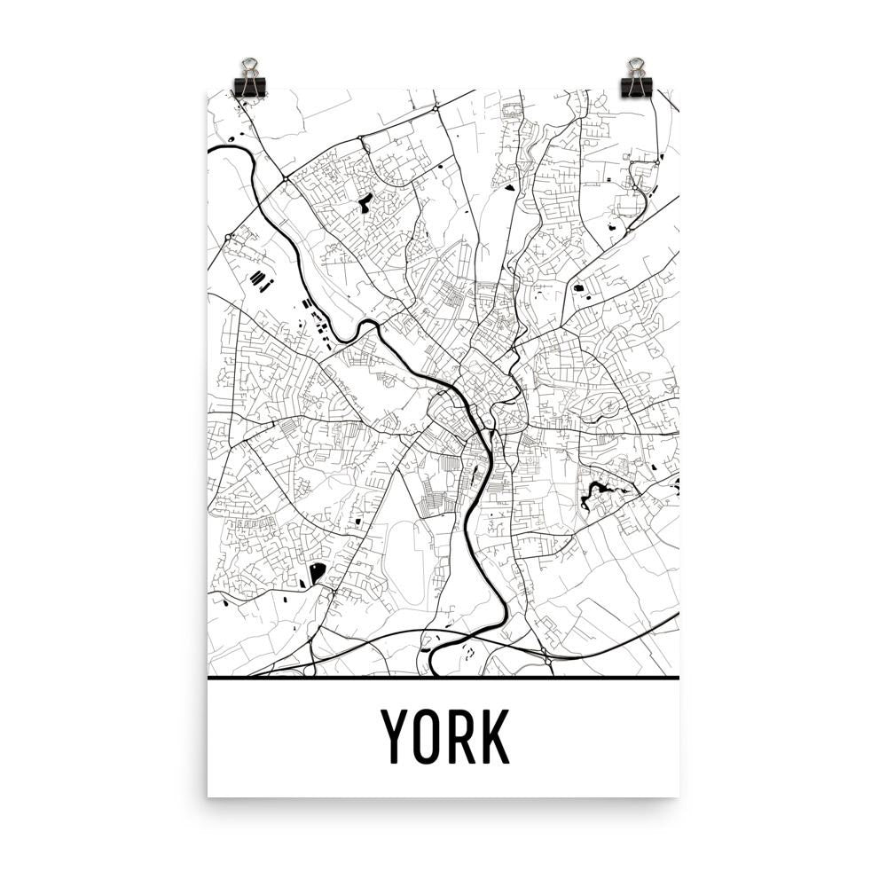 York England Street Map Poster White