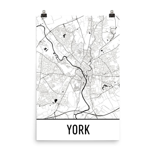 York England Street Map Poster White