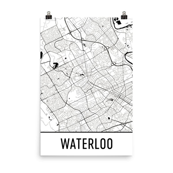 Waterloo ON Street Map Poster White