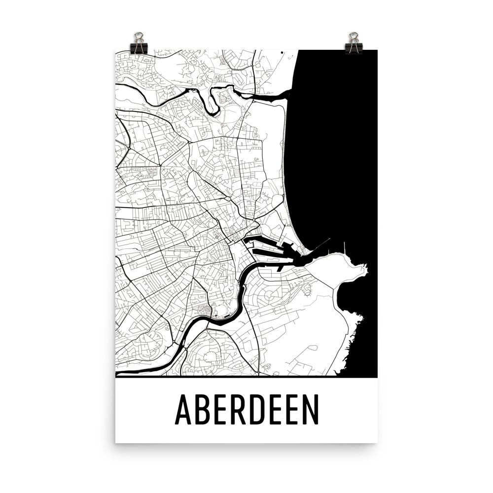 Aberdeen UK Street Map Poster White
