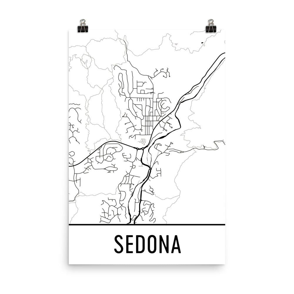 Sedona AZ Street Map Poster White