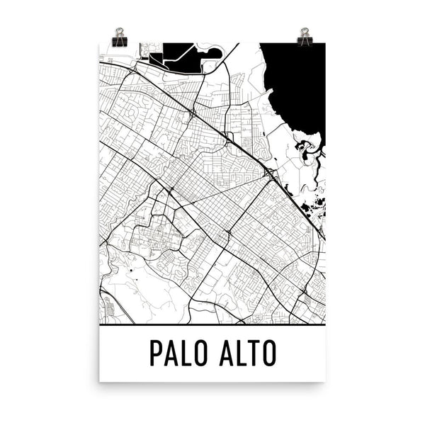 Palo Alto CA Street Map Poster White