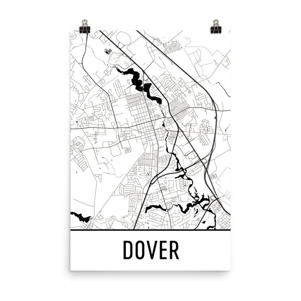 Dover Delaware Street Map Poster White