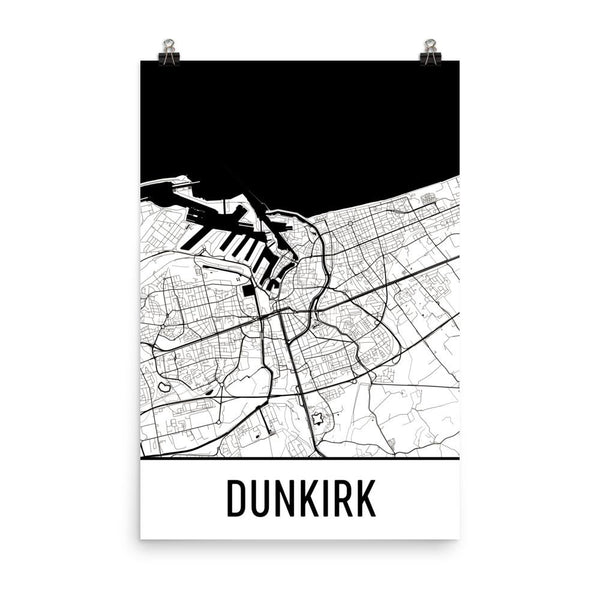 Dunkirk France Street Map Poster White