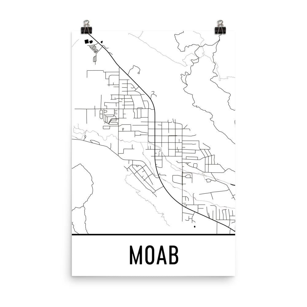 Moab Utah Street Map Poster White