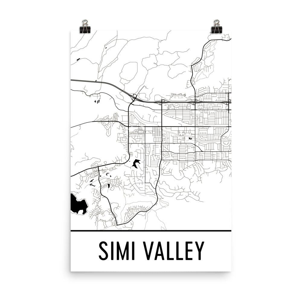 Simi Valley CA Street Map Poster White