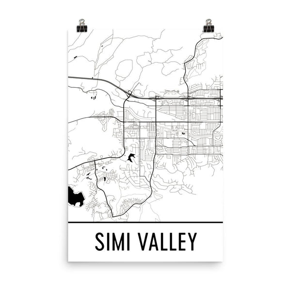 Simi Valley CA Street Map Poster White