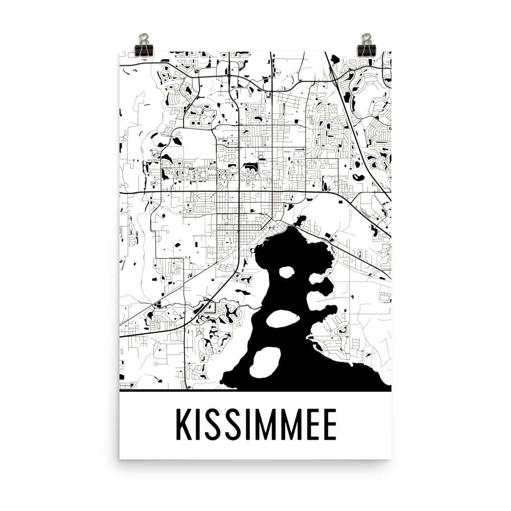 Kissimmee FL Street Map Poster White