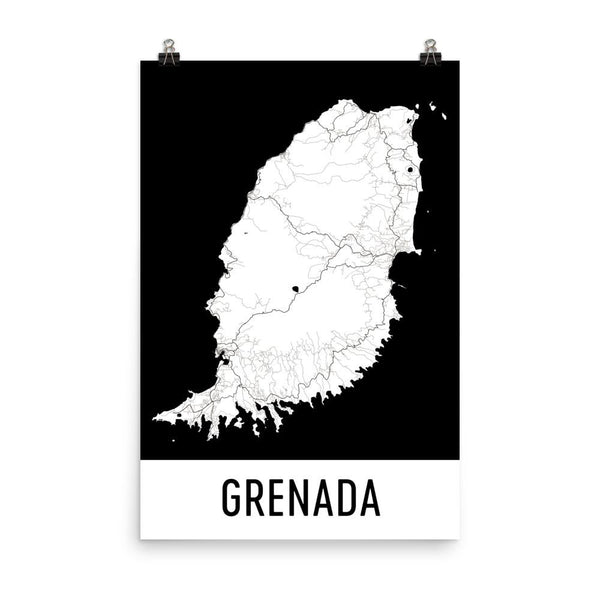 Grenada Street Map Poster White
