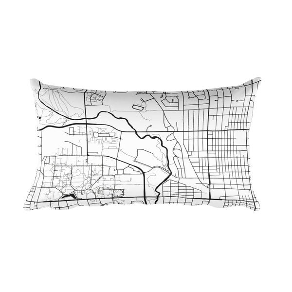 Ames black and white throw pillow with city map print 12x20