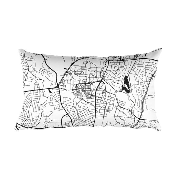 College Park black and white throw pillow with city map print 12x20