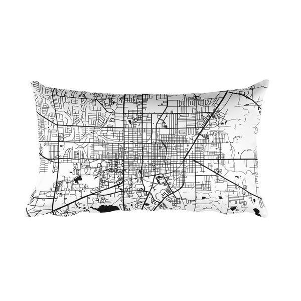 Gainesville black and white throw pillow with city map print 12x20