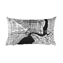 Jacksonville black and white throw pillow with city map print 12x20