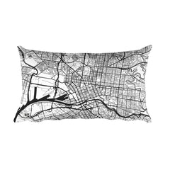 Melbourne black and white throw pillow with city map print 12x20