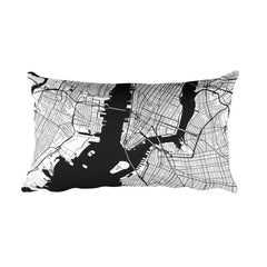 New York black and white throw pillow with city map print 12x20