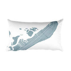 Ocean City black and white throw pillow with city map print 12x20