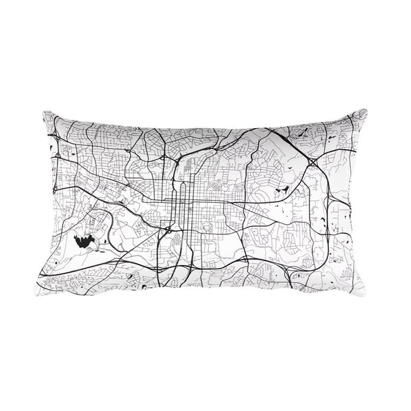 Raleigh black and white throw pillow with city map print 12x20