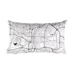 Raleigh black and white throw pillow with city map print 12x20