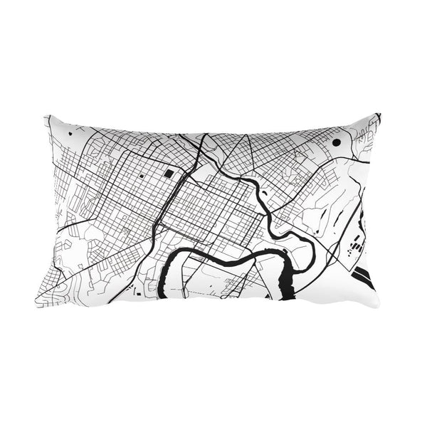 Wilmington black and white throw pillow with city map print 12x20