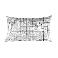 Arlington black and white throw pillow with city map print 12x20