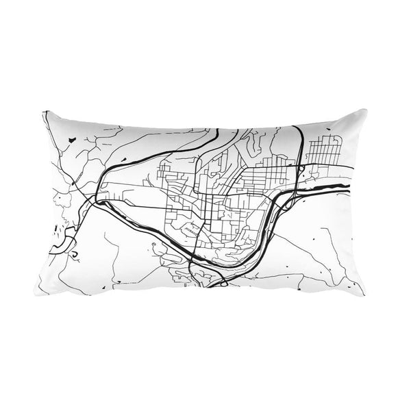 Athens black and white throw pillow with city map print 12x20