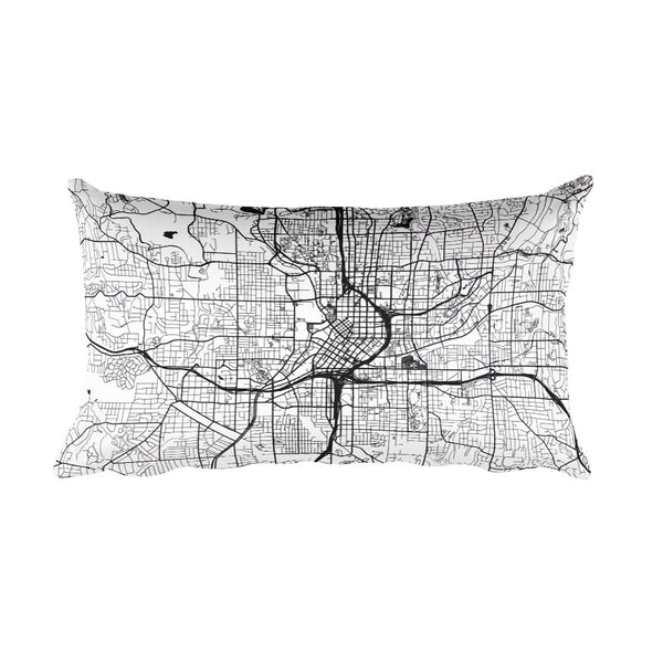 Atlanta black and white throw pillow with city map print 12x20