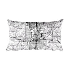 Atlanta black and white throw pillow with city map print 12x20