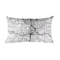 Atlanta black and white throw pillow with city map print 12x20