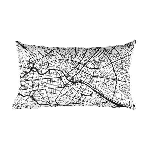 Berlin black and white throw pillow with city map print 12x20