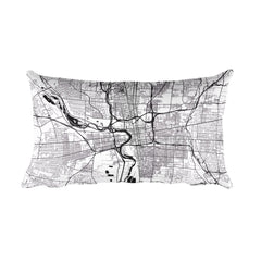 Columbus black and white throw pillow with city map print 12x20