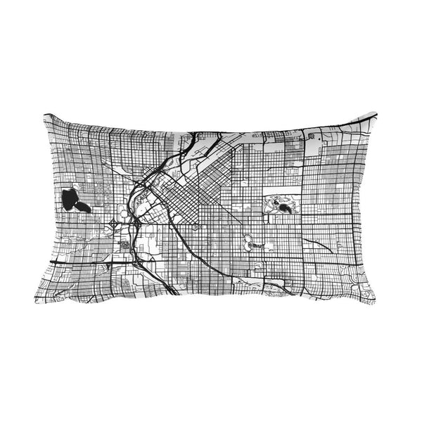 Denver black and white throw pillow with city map print 12x20