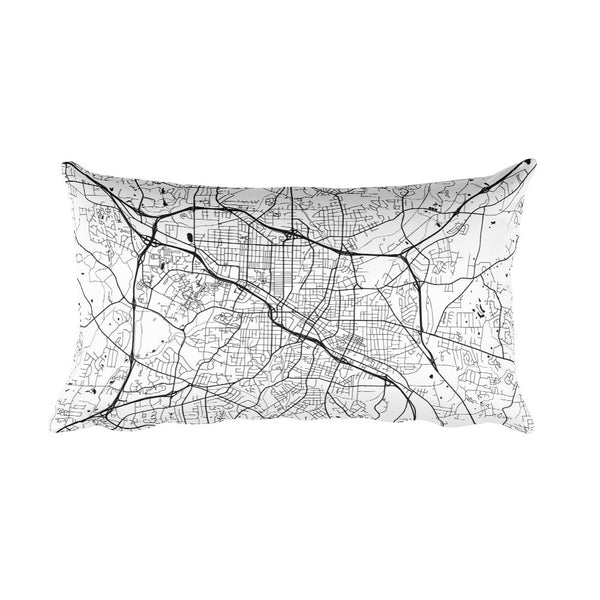 Durham black and white throw pillow with city map print 12x20