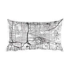 East Lansing black and white throw pillow with city map print 12x20