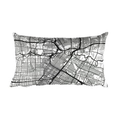Houston black and white throw pillow with city map print 12x20