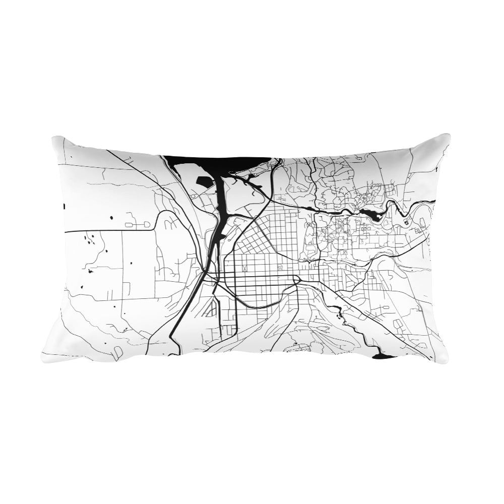 Ithaca black and white throw pillow with city map print 12x20