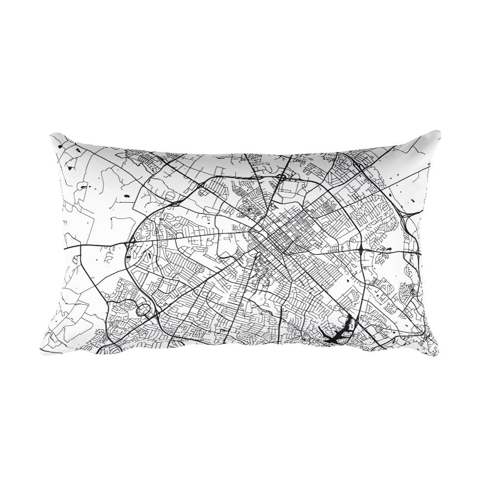 Lexington black and white throw pillow with city map print 12x20