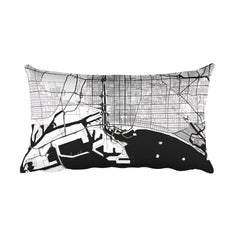 Long Beach black and white throw pillow with city map print 12x20