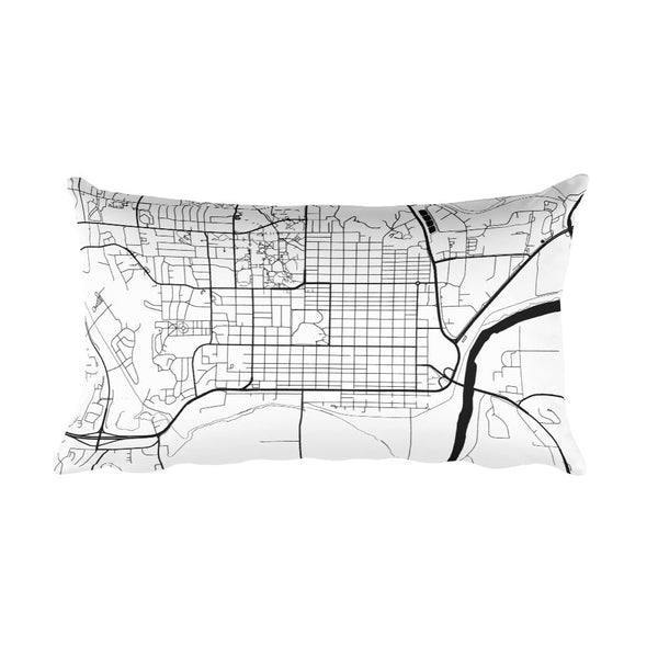 Manhattan black and white throw pillow with city map print 12x20