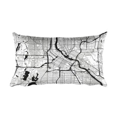 Minneapolis black and white throw pillow with city map print 12x20